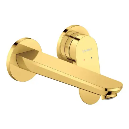 Duravit Wave Kit de montage complet Mitigeur lavabo monocommande UP, saillie 202 mm, or poli