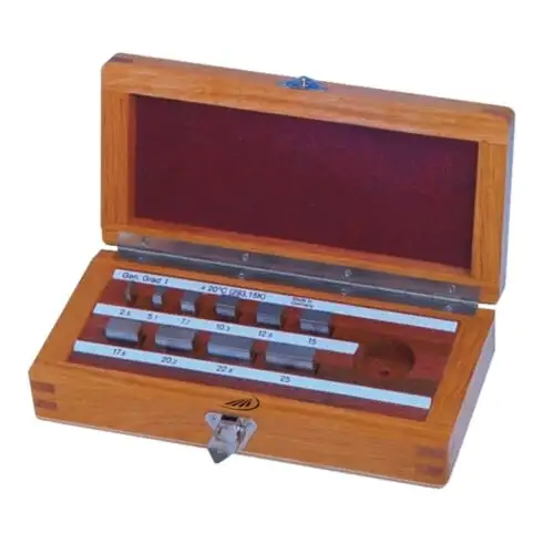 Helios-Preisser Jeu de contrôle final pour micromètres, fonte GG 1, avec verre plan, 8 pcs