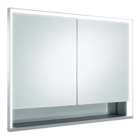 Keuco Vis pour panneaux portes courtes Royal Lumos 100x73x13cm, avec Abl, encastré mural, 2 portes