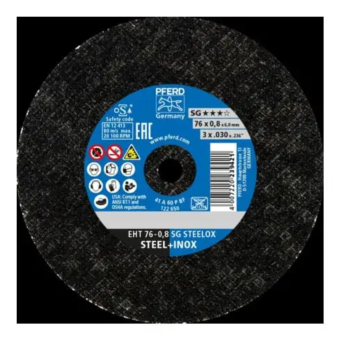 Pferd Disque à tronçonner droit A46PSG 76x0,8x6mm