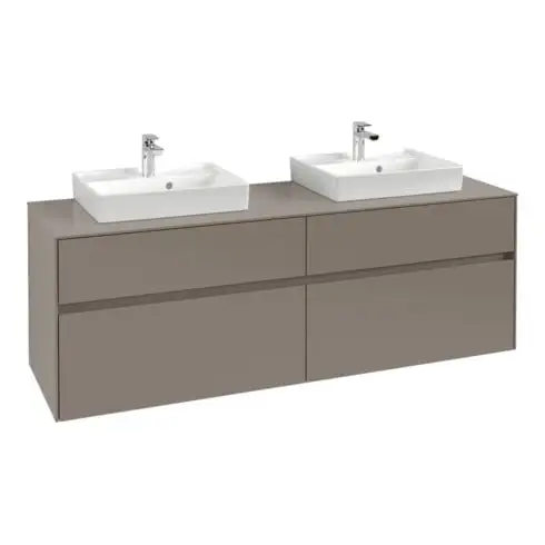 V&B Collaro Meuble sous-lavabo 160x54,8x50 cm, pour 2 lavabos, taupe