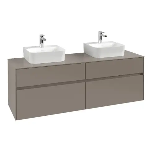V&B Collaro Meuble sous lavabo 160x54,8x50 cm, pour 2 lavabos, taupe