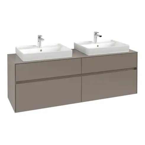 V&B Collaro Meuble sous lavabo 160x54,8x50cm, pour 2 lavabos, taupe