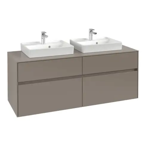 V&B Meuble sous lavabo Collaro 140x54,8x50 cm, pour 2 lavabos, taupe