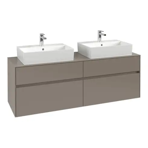 V&B Meuble sous lavabo Collaro 160x54,8x50 cm, pour 2 lavabos, rouge vin