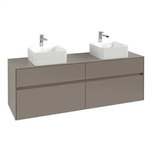 V&B Meuble sous lavabo Collaro 160x54,8x50 cm, pour 2 lavabos, taupe